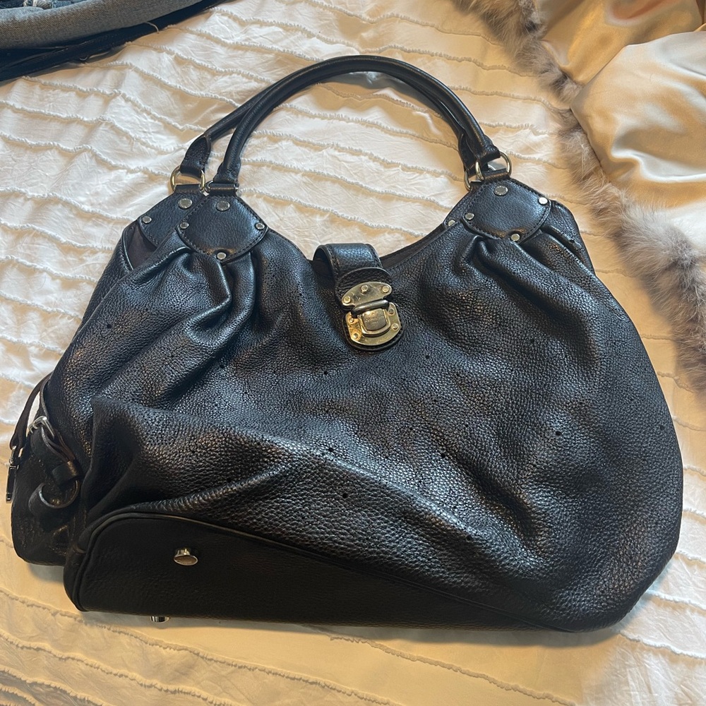 Louis Vuitton Black Shoulder Bag with Gold Hardware
